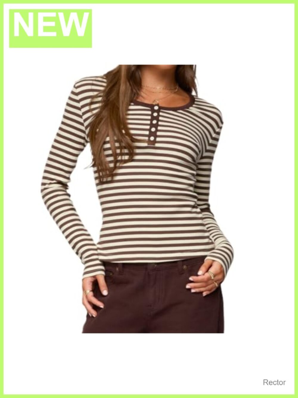 Women Henley Shirt Striped Long Sleeve Half Button Y2k Fairy Top